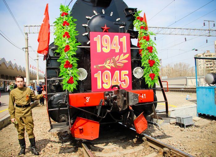 Ретро-поезд "Воинский эшелон" в Астрахани